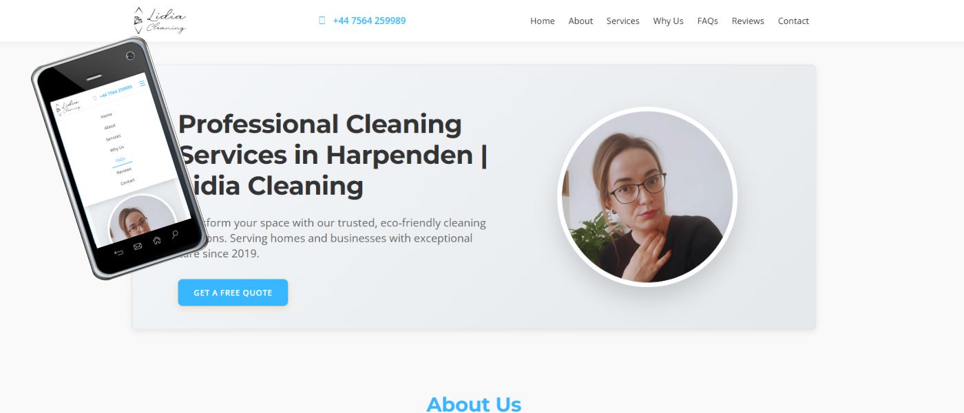 Modern responsive website for Lidia Cleaning company with local SEO optimization