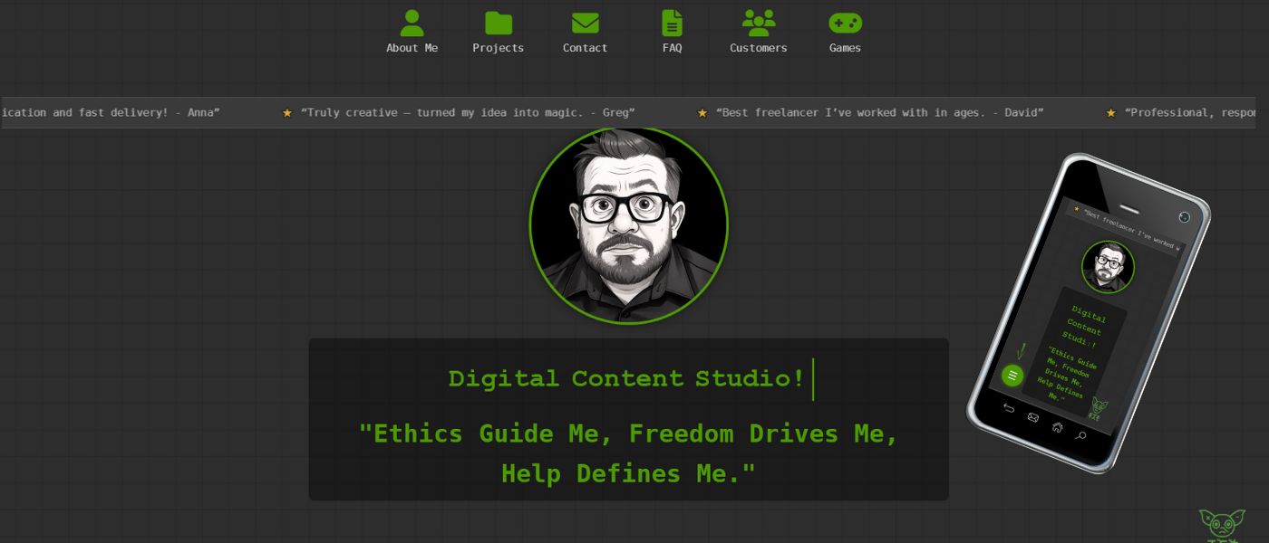 Modern responsive portfolio website for freelancer web designer with cybersecurity focus